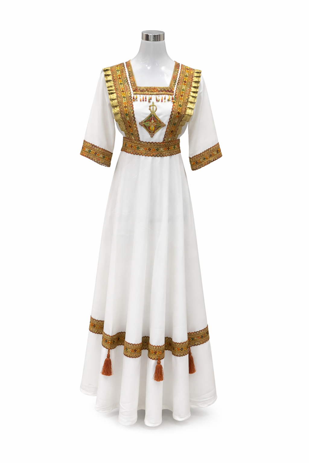 Robe kabyle évasée tissu crêpe