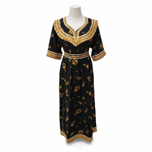 Robe kabyle imprimé doré